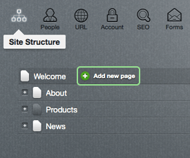 Add new page - site organizer