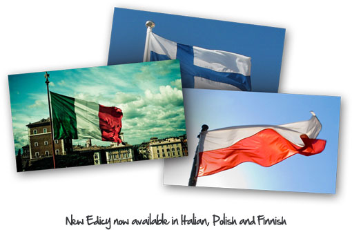 New Edicy now available in Italian, Polish and Finnish